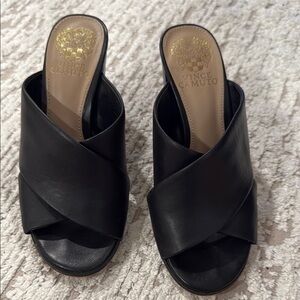 Vince Camuto Black Mules with Criss-Cross Design